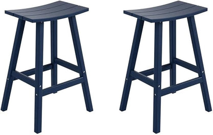 Costaelm All-Weather Bar Stools Set of 2, 29" Height Outdoor Bar Stools, Adirondack Poly Patio Bar Stool for Patio, Deck, Kitchen Counter and Garden,