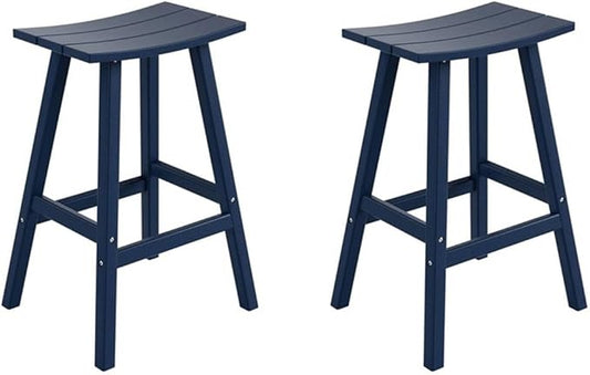 Costaelm All-Weather Bar Stools Set of 2, 29" Height Outdoor Bar Stools, Adirondack Poly Patio Bar Stool for Patio, Deck, Kitchen Counter and Garden,