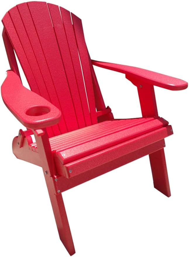 Furniture Barn USA Poly Folding Adirondack Chair, Red