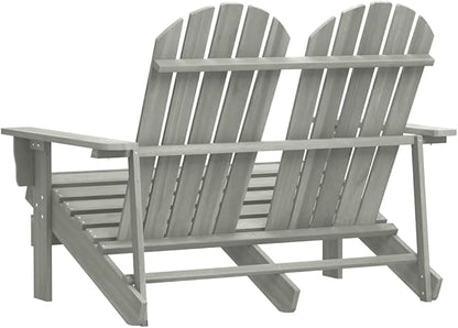 Grey Solid Fir Wood 2-Seater Garden Chair Durable Outdoor Furniture with Weather-Resistant Material and Ergonomic Comfort for Patio Relaxation