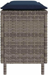 Patio Bench with Cushion Gray Outdoor Benches Park Bench for Lawn Courtyard 43.3"x11.8"x15.9" Poly Rattan - Photo 6