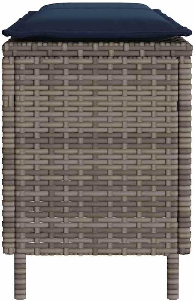 Garden Bench Deck Bench Patio Bench with Cushion Gray 43.3"x11.8"x15.9" Poly Rattan