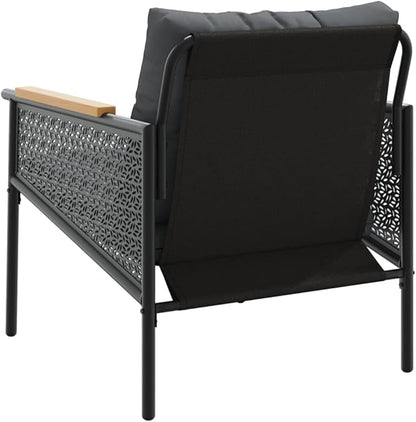 4-Piece Balcony Furniture Set Black Powder-Coated Steel Outdoor Patio Set Modern Design for Small Spaces