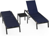 Aluminum Patio Chaise Lounge Chair Set of 2 with Side Table, 5-Position Adjustable Backrest - Photo 1