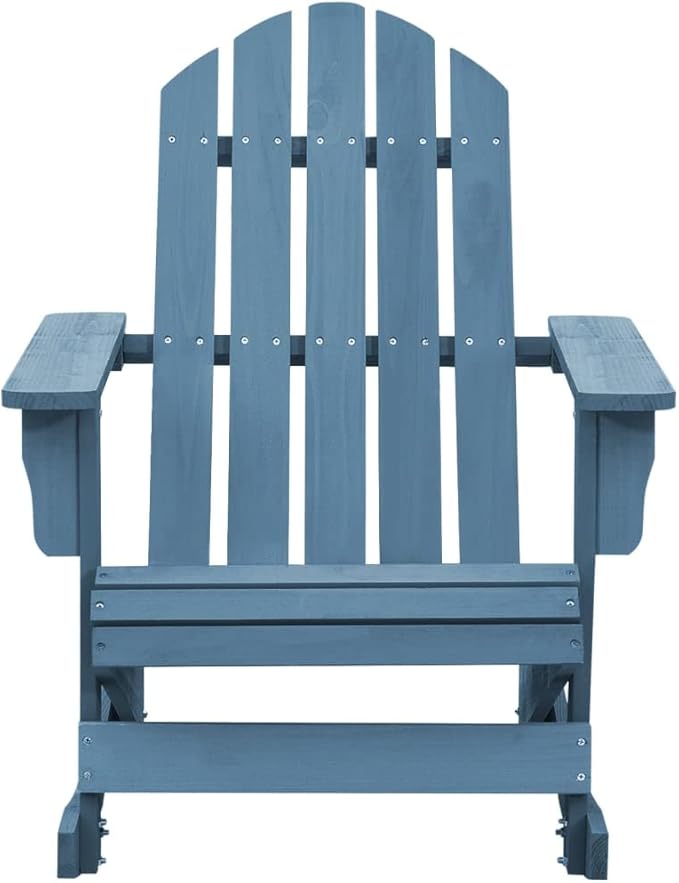 Patio Adirondack Rocking Chair Solid Fir Wood Blue, Patio Dining Chairs, Bar Stools - Photo 3