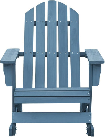 Patio Adirondack Rocking Chair Solid Fir Wood Blue, Patio Dining Chairs, Bar Stools, Outdoor Seating for Outdoor Relaxation and Entertaining in Your Backyard or Poolside