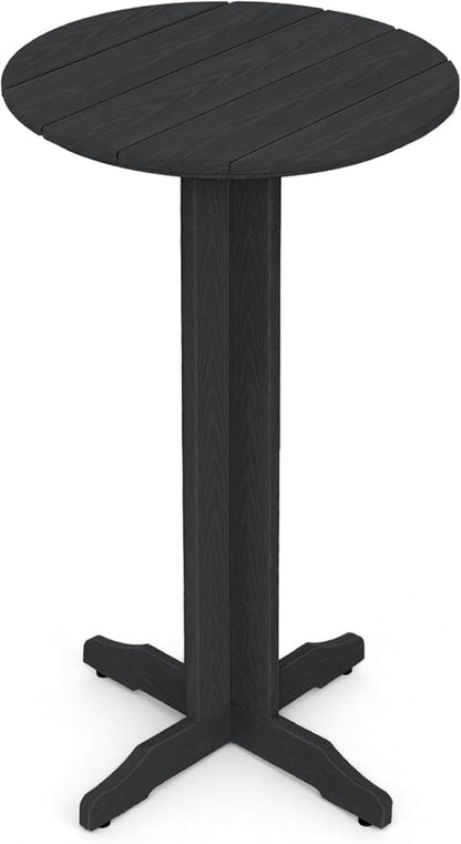 Outdoor Round Bar Table,43 Inch All-Weather HDPE Bar Height Pub Table with Adjustable Feet, Heavy Duty High Top Bistro Table for Garden, Deck, Poolside,Backyard(Black)