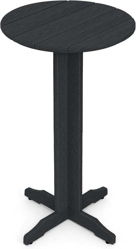 Outdoor Round Bar Table,43 Inch All-Weather HDPE Bar Height Pub Table with Adjustable Feet, Heavy Duty High Top Bistro Table for Garden, Deck, Poolside,Backyard(Black)