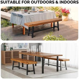 Bonnlo Wooden Outdoor Bench, All-Weather Durable, for Yard Garden, Lawn, Backyard and Porch, Rustic, with Metal Legs - Photo 4