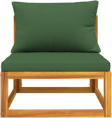 Garden Sofa Set, Natural Acacia Wood, Green Cushions, Modular Outdoor Seating for Patio Balcony Backyard - Photo 3