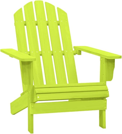 Green Solid Fir Wood Large Ergonomic Adirondack Chair for Outdoor Patio Garden Backyard Relaxation Comfortable Lounge Seating