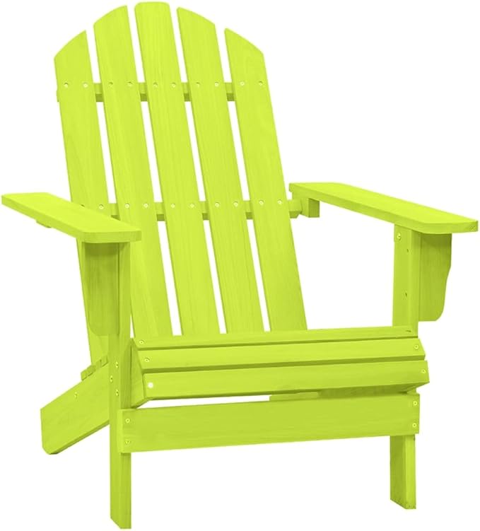 Solid Fir Wood Green Adirondack Chair Outdoor Patio Furniture with Sturdy Frame Comfortable Seating for Garden Backyard - Photo 1