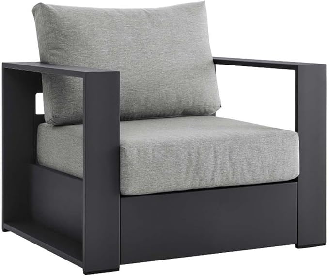 Modway Tahoe Aluminum Outdoor Patio Armchair in Gray Gray