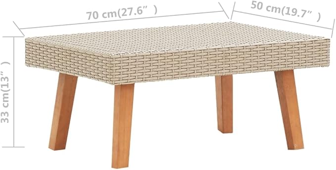 Classic, Simple, PracticalFashion, Trend, Garden Coffee Table Poly Rattan Outdoor Terrace Side Sofa,Patio Coffee Table Poly Rattan Beige