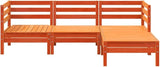 3-Seater Patio Sofa with Footstool Wax Brown Solid Pine Wood Outdoor Furniture Set for Garden Balcony Porch Modular - Photo 4