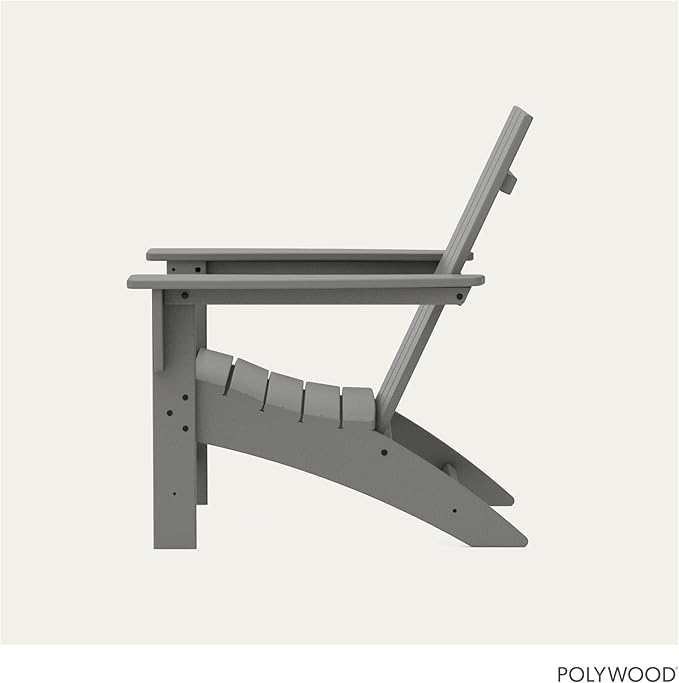 POLYWOOD Modern Adirondack Chair – All-Weather Outdoor Lawn Adirondack Chairs – HDPE, Fade-Resistant & Durable Outdoor Furniture – For Patio, Deck & Fire Pit Chairs – Grey