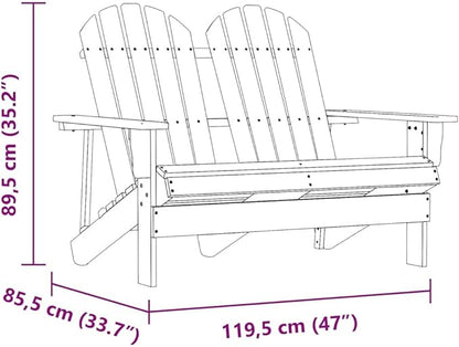 White Solid Fir Wood 2-Seater Durable Garden Adirondack Chair for Outdoor Patio Balcony Relaxation Ergonomic Design Weather-Resistant Furniture