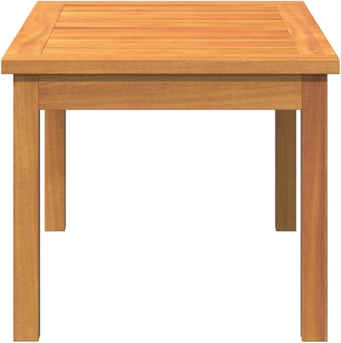 Brown Solid Acacia Wood Coffee Table for Garden and Terrace, Durable Outdoor Furniture Set with Minimalist Design, Sturdy Rectangular Tabletop and Post Legs, Weather
