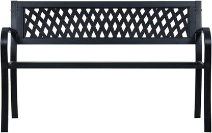 Patio Bench Black 47.2" Steel Porch Bench Outdoor Bench Deck Bench Garden Bench for patios, Gardens, Decks