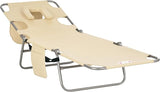 Outsunny Folding Beach Lounge Chair with Face Hole and Arm Slots - Photo 1