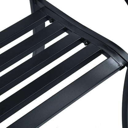 Patio Bench 49.2" Black Steel Outdoor Garden with Rose Pattern Backrest, Vintage Style Durable Powder-Coated Metal Bench for Patio, Lawn, Backyard