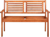 Brown Solid Eucalyptus Wood 2-Seater Ergonomic Garden Bench for Outdoor Patio Terrace Balcony Comfortable Seating - Photo 3
