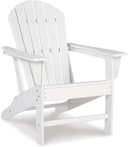 BOWERY HILL Modern Adirondack Chair, Virgin Polyethylene, White Finish, Slatted Shell Back Design, Weather-Resistant Outdoor Seating, 38 in H x 31 in W x 33 in D, Patio or Garden Chair for Relaxation