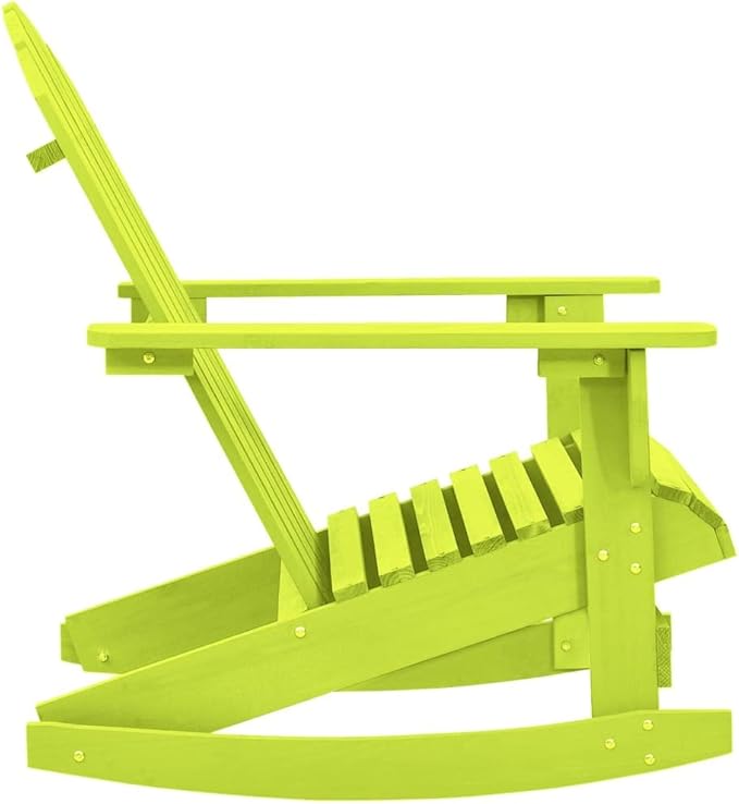Patio Adirondack Rocking Chair Solid Fir Wood Green, Patio Dining Chairs, Bar Stools - Photo 4