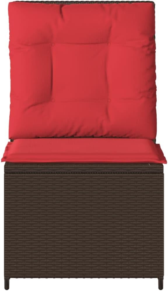 Outdoor Reclining Patio Sofa, Single Seat Wicker Rattan Chair with Adjustable Backrest, Comfortable Cushioned Garden Lounge Seat for Balcony, Porch, Backyard, Brown