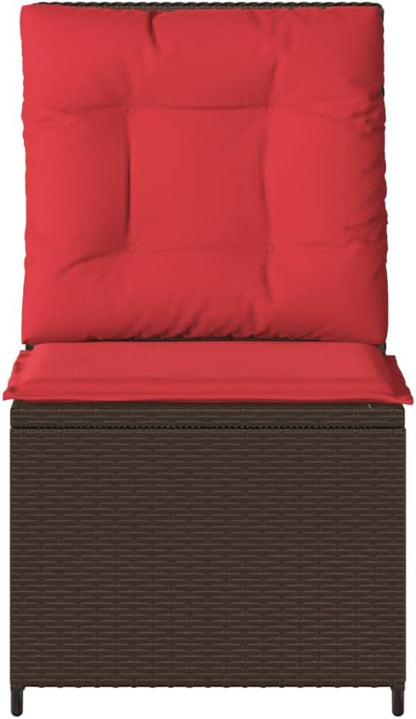 Outdoor Reclining Patio Sofa, Single Seat Wicker Rattan Chair with Adjustable Backrest, Comfortable Cushioned Garden Lounge Seat for Balcony, Porch, Backyard, Brown