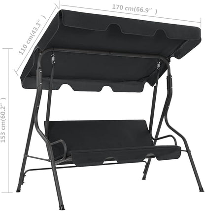 Outdoor Furniture,Accommodating 2 People,with Armrests,Outdoor Swing Bench,Roof with Sunshade,Sturdy Metal Frame,for Poolside,Yard,Garden,Deck,Garden Swing Bench Anthracite 66.9"x43.3"x60.2"