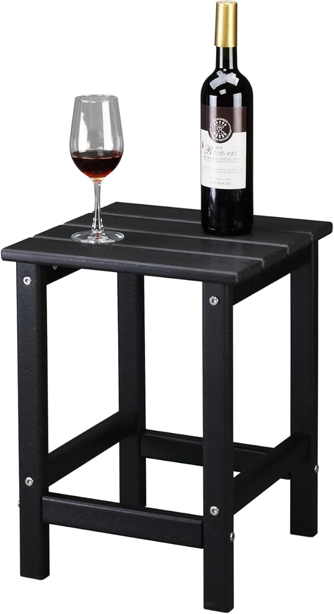 Vasitelan Outdoor Adirondack Square Side Table, Pool Composite Patio Table,HDPE End Tables for Backyard,Pool (Black) - Photo 5