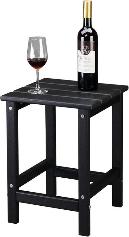 Vasitelan Outdoor Adirondack Square Side Table, Pool Composite Patio Table,HDPE End Tables for Backyard,Pool (Black)