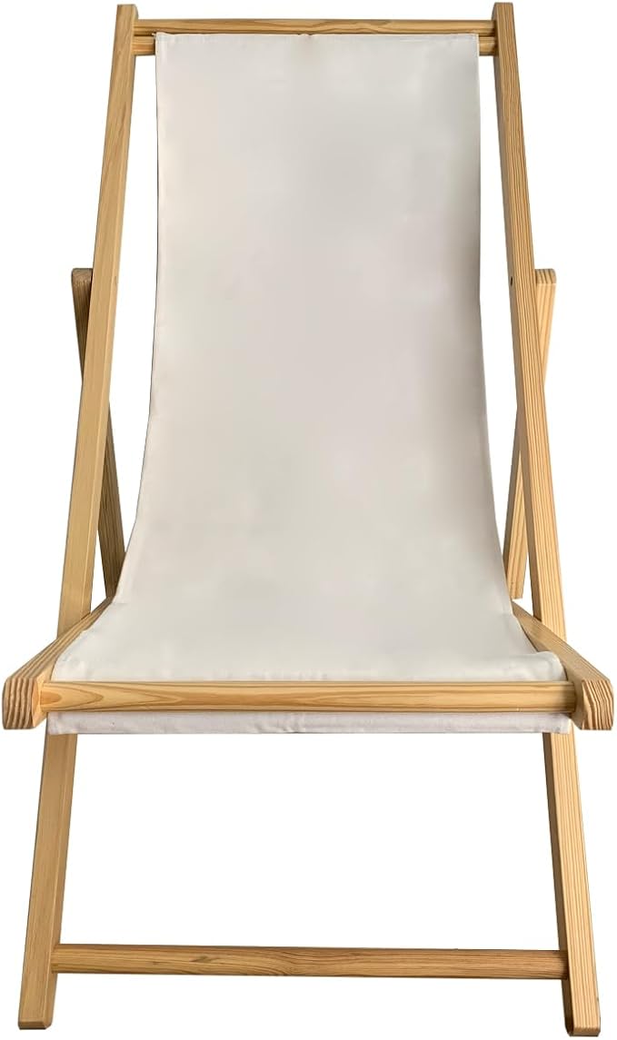 TBACW Patio Lounge Chair Replacement Canvas 47" L x 17" W - Beach Sling Chair Fabric, Indoor Outdoor Use - No Wooden Frame (White)