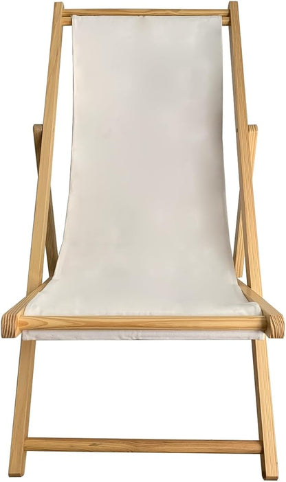TBACW Patio Lounge Chair Replacement Canvas 47" L x 17" W - Beach Sling Chair Fabric, Indoor Outdoor Use - No Wooden Frame (White)