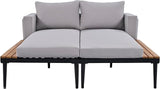 2 in 1 Outdoor Padded Chaise Lounges, Patio Metal Daybed with Wood Topped Side Spaces for Drinks - Photo 3