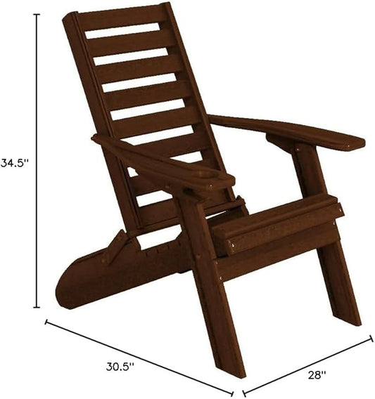 Furniture Barn USA Farmhouse Collection Poly Ladderback Folding Adirondack Chair, Brazilian Walnut