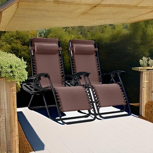 Best Choice Products Set of 2 Adjustable Steel Mesh Zero Gravity Lounge Chair Recliners w/Pillows and Cup Holder Trays - Photo 2
