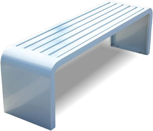 ARMERI Outdoor Backless Bench, Weatherproof Outdoor Bench, Metal Garden Patio Porch Bench 100/120/150/180cm for Lawn, Balcony, Front Door, Outdoor,White,120x40x45cm