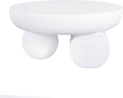 Christopher Knight Home Rico 27.5" Outdoor Coffee Table with Spherical and Cylinder Leg, MGO Round End Table with Ball Legs, No Assembly Patio Table for Poolside/Balcony/Backyard, White