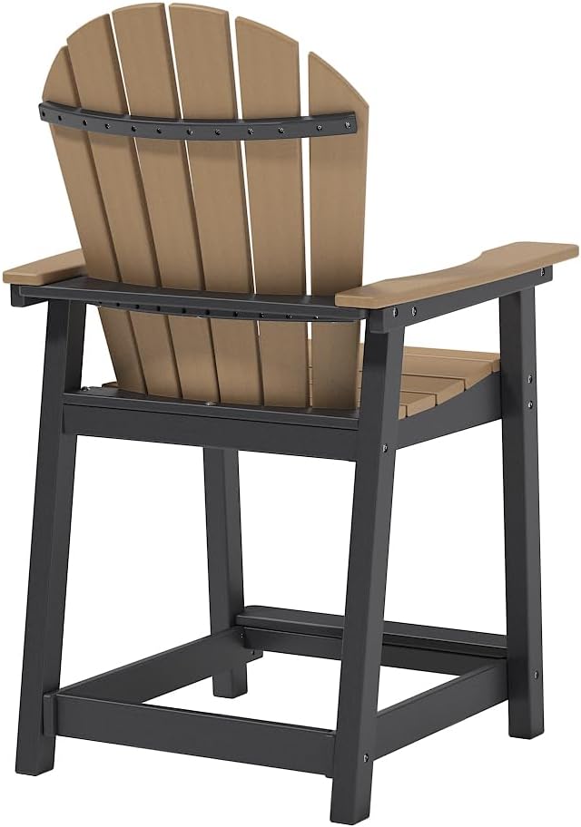 Tall Adirondack Chairs Set of 6, Outdoor Bar Height Chair for Patio, Heavy-Duty Tall Adirondack Chair, Weatherproof HDPE Chairs for Deck, Poolside, Brown and Black