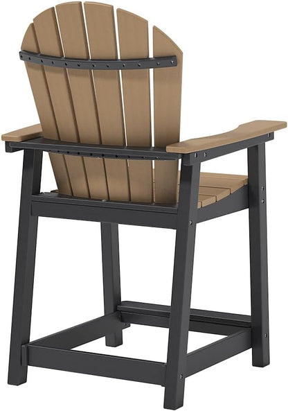 Outdoor Tall Adirondack Chair, HDPE Weather Resistant Outdoor Chair for Garden, Perfect for High Top Table & Chairs on Your Balcony, Capacity 400LBS, Brown
