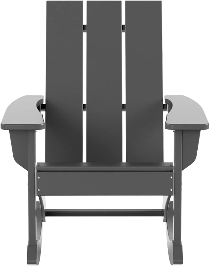 WO WESTIN OUTDOOR HDPE Shoreside Modern Rocking Poly Adirondack Chair (Set of 2),Gray