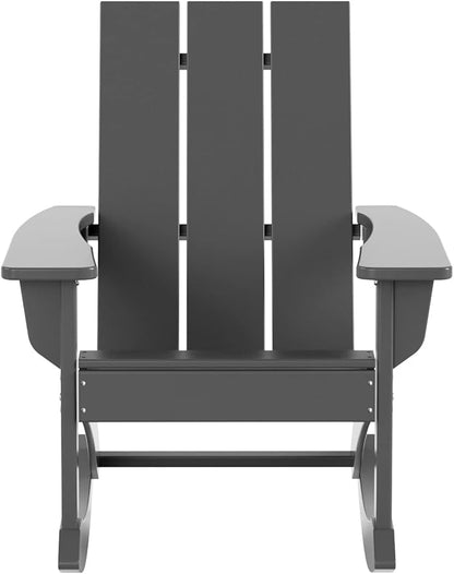 WO WESTIN OUTDOOR HDPE Shoreside Modern Rocking Poly Adirondack Chair (Set of 2),Gray