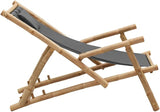 Deck Chair Bamboo and Canvas, Outdoor Patio Furniture, Balcony Chairs, Lounge Chairs, Beach Lounge Chair Outdoor - Photo 5