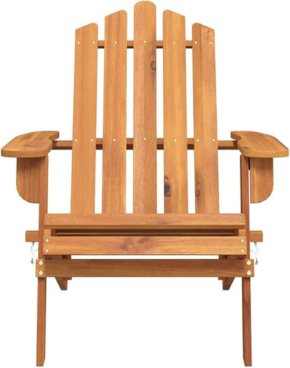 Solid Acacia Wood Adirondack Chair Set of 2, Foldable Outdoor Patio Furniture with Natural Finish and Oiled Treatment for Garden, Beach, and Relaxation
