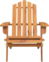 Solid Acacia Wood Adirondack Chair Set of 2, Natural Finish Foldable Outdoor Furniture for Patio Garden - Photo 5