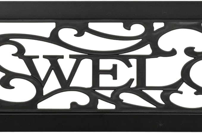 Vintage Garden Bench with Rose Pattern, Powder-Coated Steel Outdoor Seating for Patio, Balcony, or Yard, Rust-Resistant and Weatherproof Black