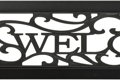 Garden Bench Black Powder-Coated Steel and Plastic Standard Vintage Outdoor Seating for Patio Balcony with Sturdy Frame and Easy Clean Synthetic Seat