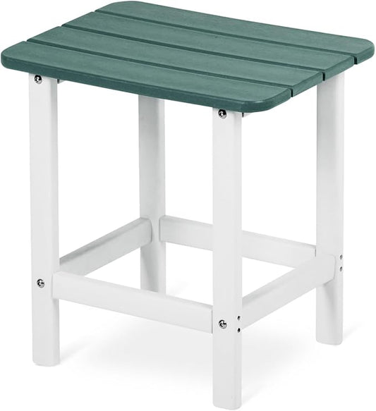 Aoodor 19'' Adirondack Side Table, Rectangular HDPE End Table, Weather Resistant and Easy Maintenance, Green
